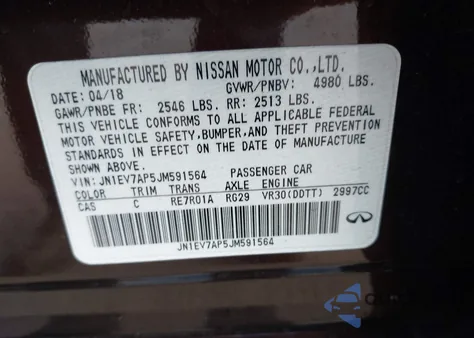 2018 Infiniti Q50 3.0T Luxe z USA, uszkodzony, nr VIN JN1EV7AP5JM591564